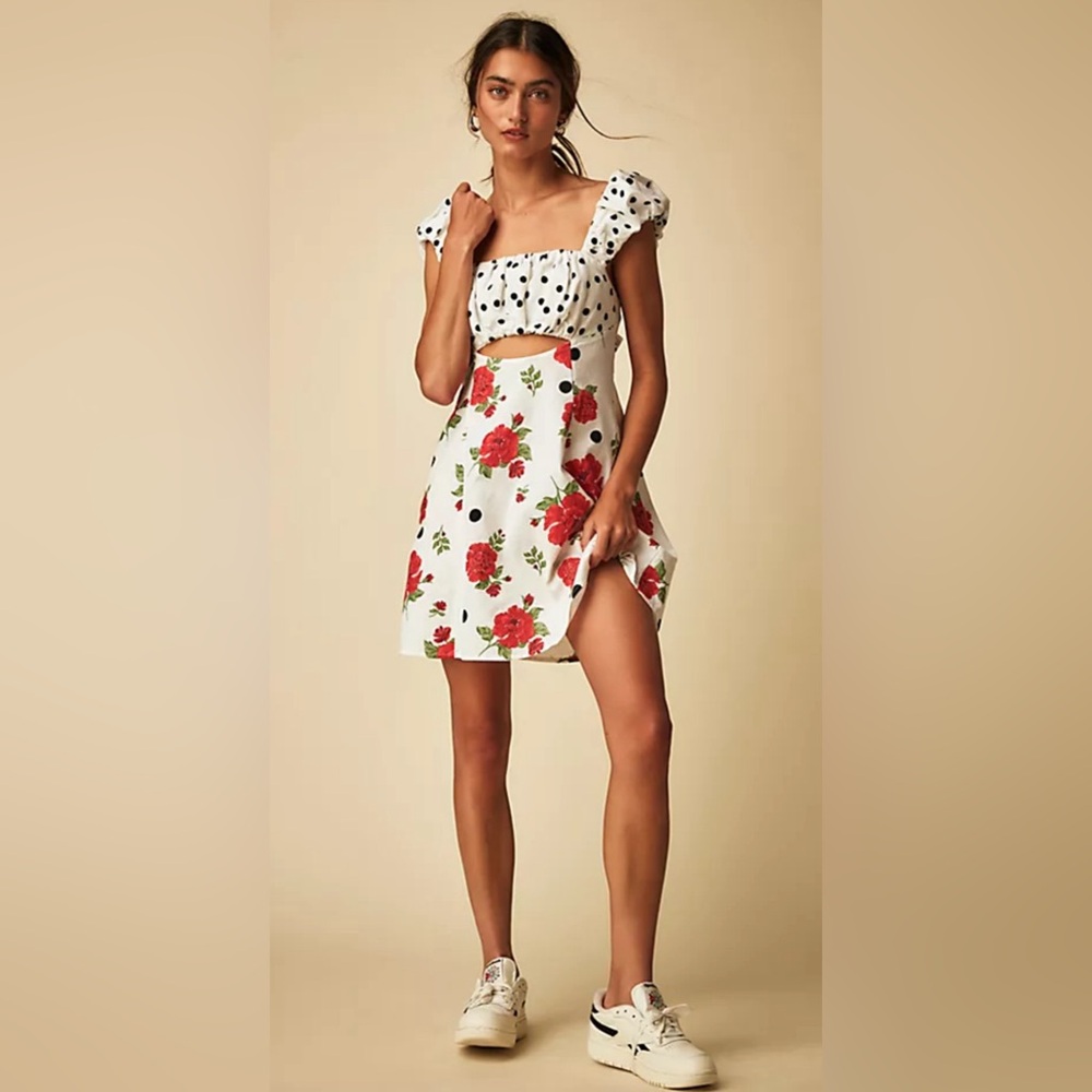 Free People Printed Bom Bom Mini Dress